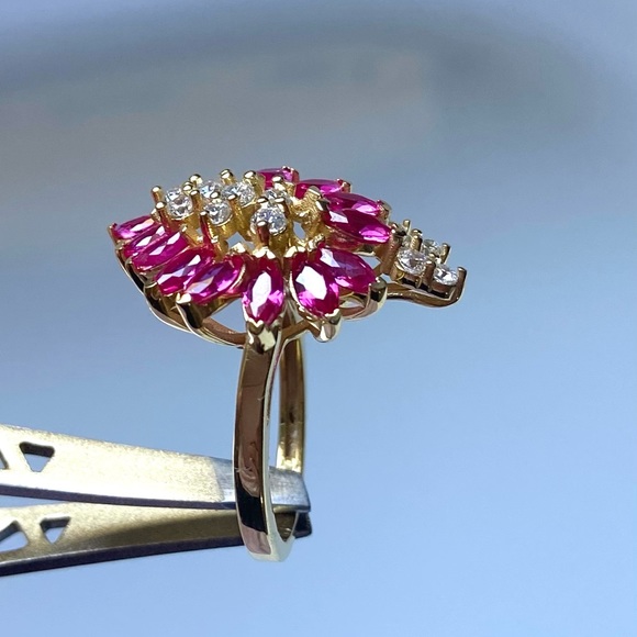 Sterling Silver Vermeil Yellow Gold Over Ruby and Diamond ring (lab created) - Picture 8 of 8